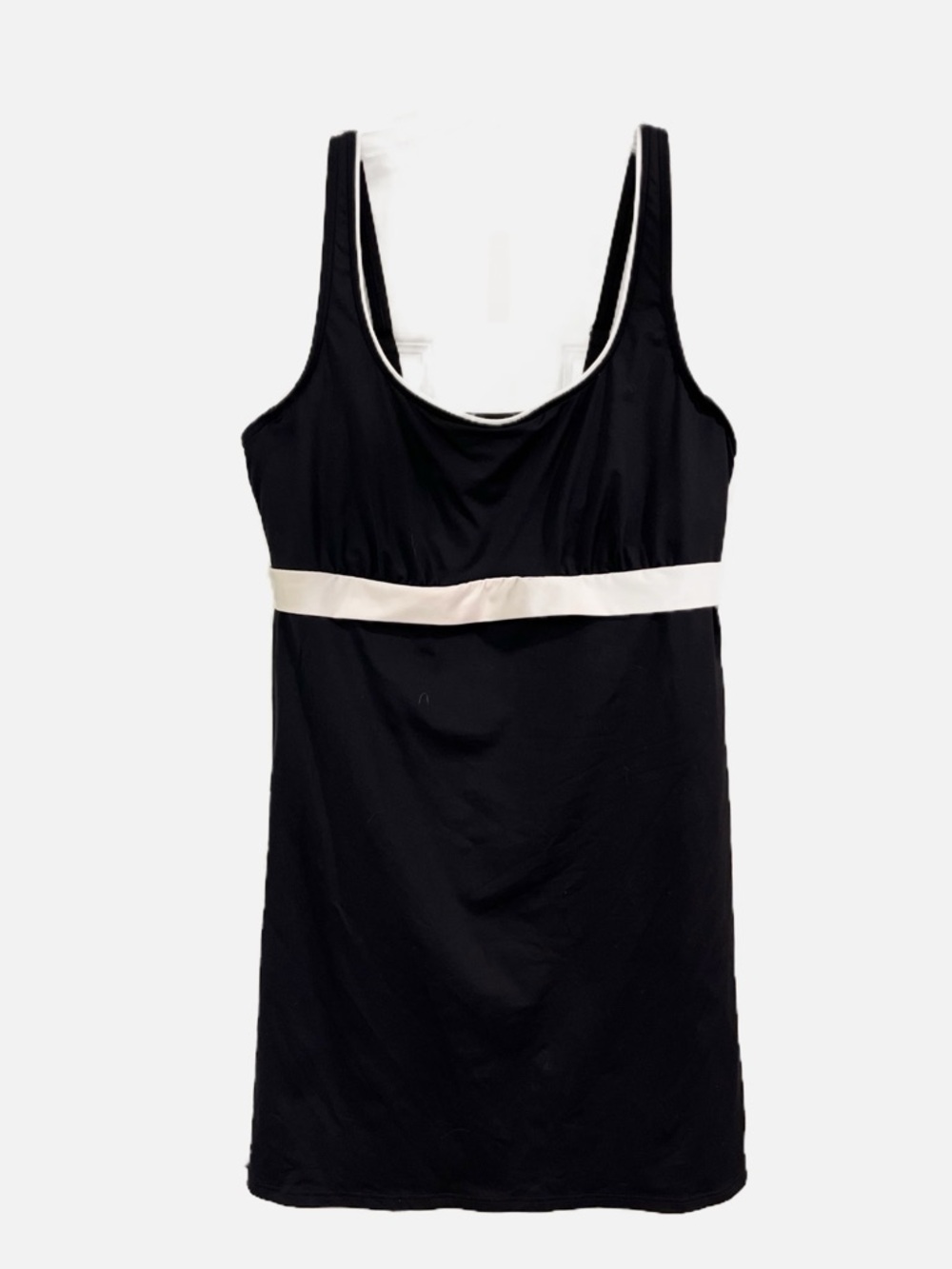 Lands' End Women’s Swimsuit Bathing Suit Swim-dress Empire Waist Black White 14